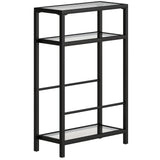 HOMCOM 3-Tier Narrow Side Table with Tempered Glass Shelves – Slim End Table for Small Spaces, Black