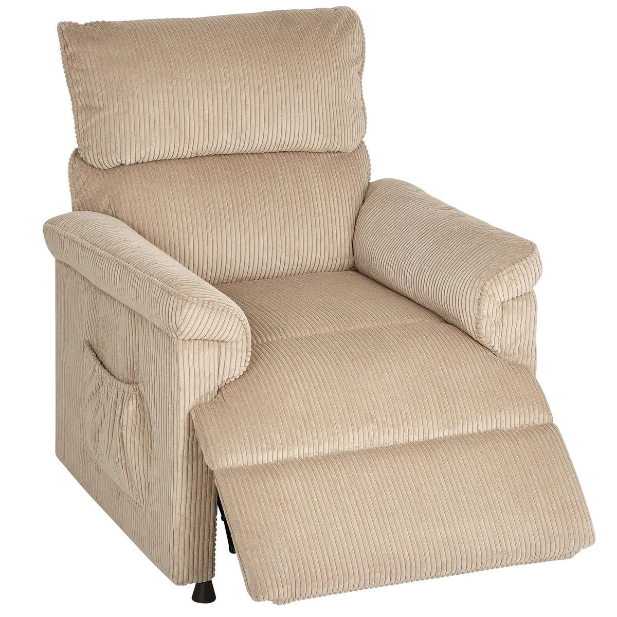HOMCOM Corduroy Electric Massage Recliner Chair with Heat, Memory Function and USB Port – 150° Armchair, Brown