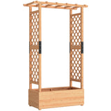 Outsunny Fir Wood Raised Garden Bed with Trellis Sides and Hanging Rail – 110 x 44 cm Planter