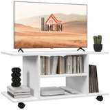 HOMCOM Mobile TV Stand Bookshelf with 3 Tiers and Lockable Castor Wheels – Modern Storage Cabinet, White