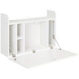 Wall-Mounted Drop Leaf Floating Desk with Storage Compartments – Fold-Down Laptop Desk for Home Office