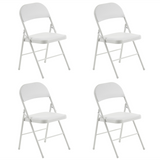 4pcs Foldable Steel & PVC Chairs with Padded Seat – Convention, Exhibition & Event Seating, White