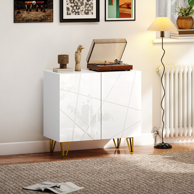 White gloss sideboard with gold legs