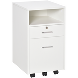 Vinsetto Mobile File Cabinet with Lockable Drawer, 5 Wheels & Open Shelf – Home Office Storage, White