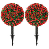 HOMCOM Artificial Rose Topiary UV Resistant, 2-Pack Fake Plants, 55 cm, Red