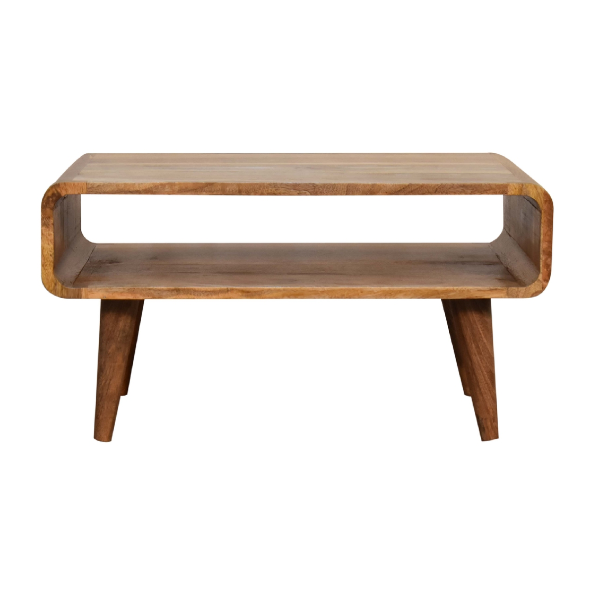 Artisan Furniture Solid Wood Open Oak-ish Media Unit, Tapered Legs – Simple TV Stand, Beige