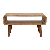 Artisan Furniture Solid Wood Open Oak-ish Media Unit, Tapered Legs – Simple TV Stand, Beige