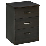 HOMCOM Three-Drawer Bedside Table with Wood-Effect Finish & Non-Slip Feet – Bedroom Nightstand, Black