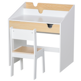 Two-Piece Kids Desk and Chair Set with Drawer and Shelf – MDF Children's Study Table with Storage for Ages 3–6