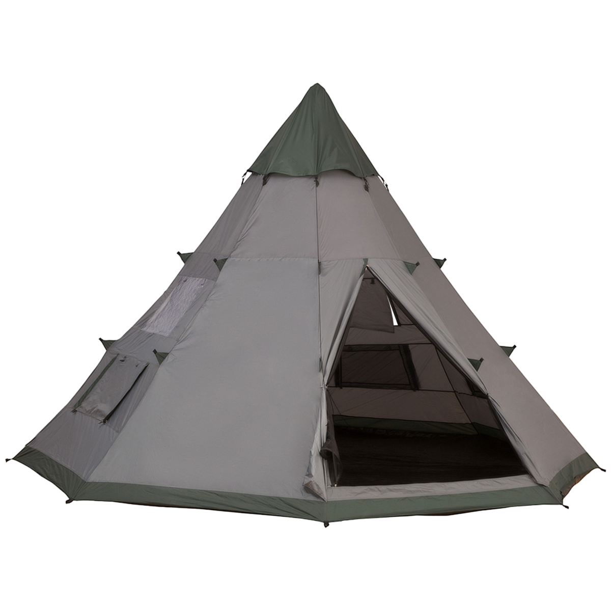Outsunny 6–7 Person Tipi Camping Tent with Mesh Windows & Carry Bag – Large Family Party Tent
