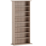 HOMCOM CD and DVD Storage Tower with 6 Adjustable Shelves, Holds 360 CDs – Natural Wood Finish