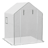 Outsunny Walk-in Greenhouse Replacement Cover with Roll-up Door & Mesh Windows – PE Cover Only, White