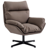 HOMCOM Swivel Accent Chair with Padded Cushion and Steel Frame – 360° Armchair for Living Room, Dark Brown