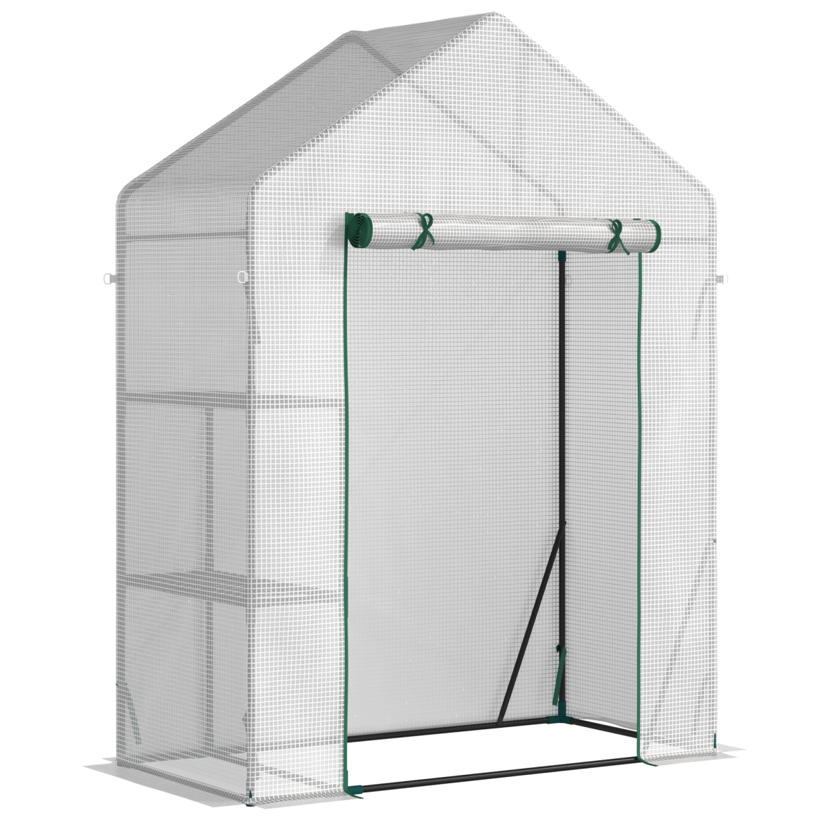 Outsunny Portable Outdoor Greenhouse with Two Wire Shelves and Zippered Door – Gardening Plant Grow House