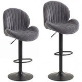 HOMCOM Set of 2 Swivel Bar Stools with Back, Adjustable Height and Footrest – Kitchen Island Stools, Grey