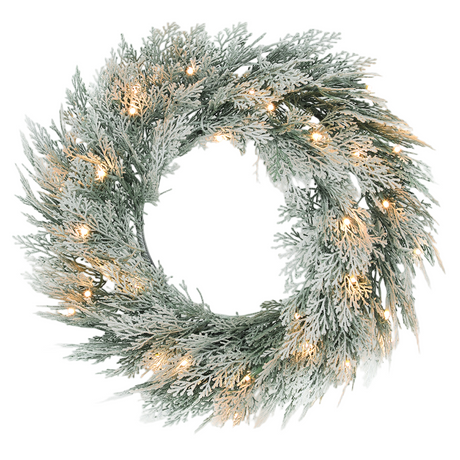 60cm pre-lit flocked Christmas wreath
