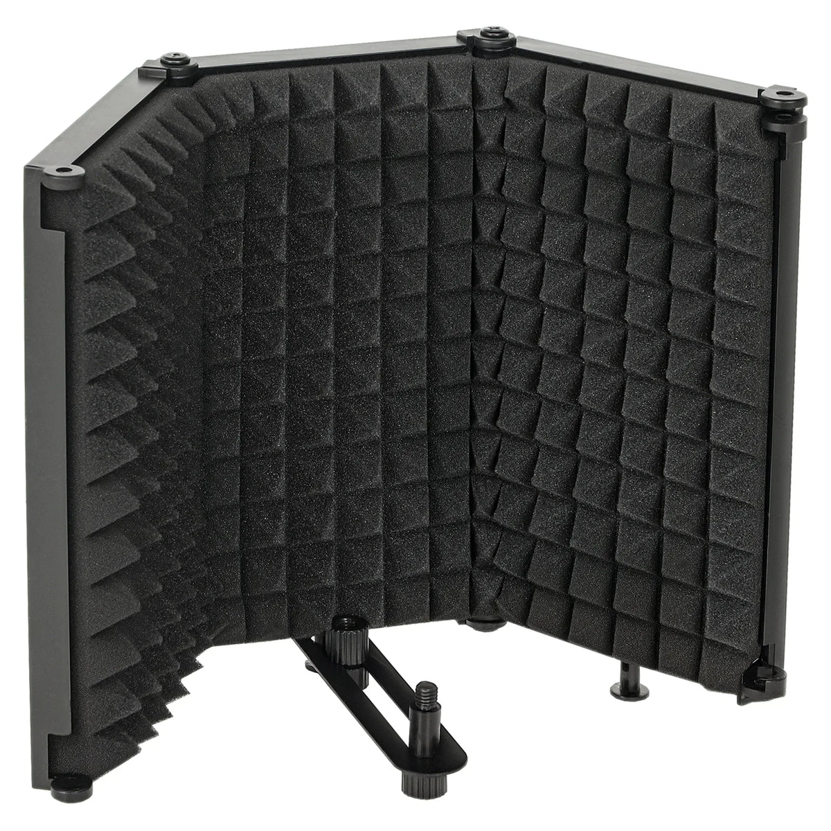 HOMCOM Studio Microphone Isolation Shield with 3 Foldable Foam Panels & 3/8" Mount – Home Recording, Black