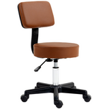 HOMCOM Adjustable Swivel Salon Chair with Padded Seat, High Back and 5 Wheels – PU Leather, Brown
