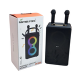 Panther Force PF305 Bluetooth Speaker with 2 Wireless Microphones & RGB Light – USB and 3.5mm Inputs, Black