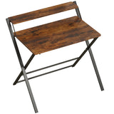 HOMCOM Compact Folding Desk with Storage Shelf – Space-Saving Home Office Study Table, Rustic Brown
