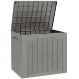 Outsunny 73L Plastic Garden Storage Box with Handles and Padlock Loop – Waterproof Outdoor Container, Khaki