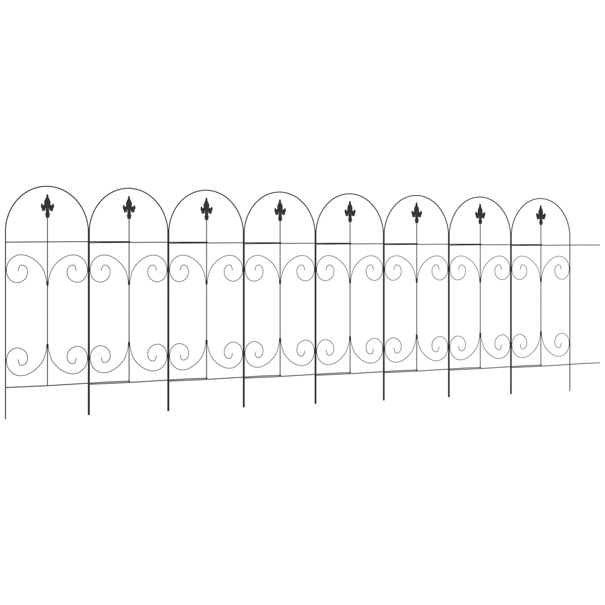 Outsunny 8-Piece Decorative Garden Fence Panels, 3.8m Total Length – Flower Bed Border & Animal Barrier