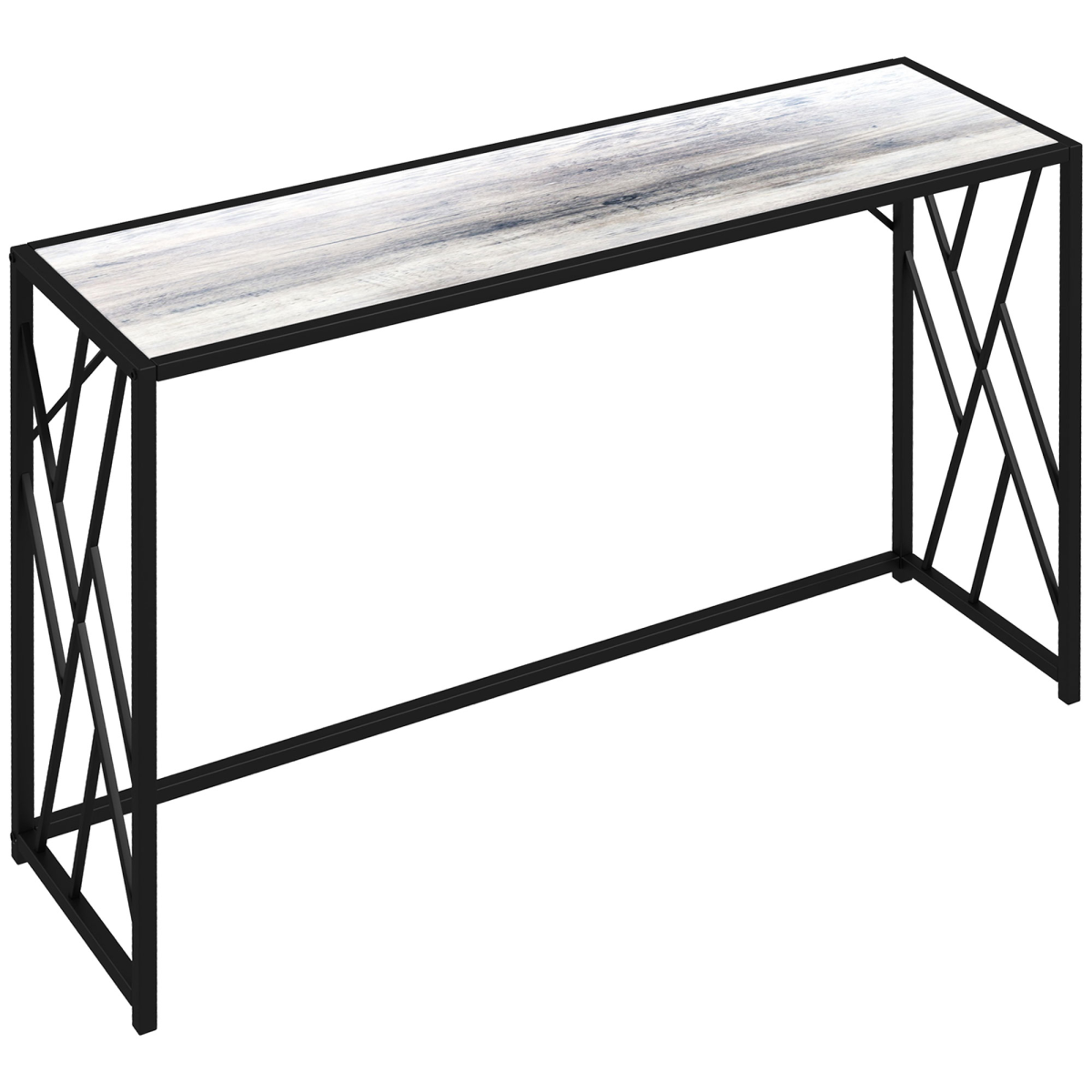Vintage Industrial Console Table with Metal Frame and Wood-Effect Top – Hallway Sofa Table, Black and Grey