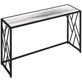 Vintage Industrial Console Table with Metal Frame and Wood-Effect Top – Hallway Sofa Table, Black and Grey