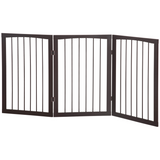 Pawhut Folding Freestanding Pine Wood Pet Gate – 3-Panel Indoor Dog Fence and Safety Barrier for Small Dogs