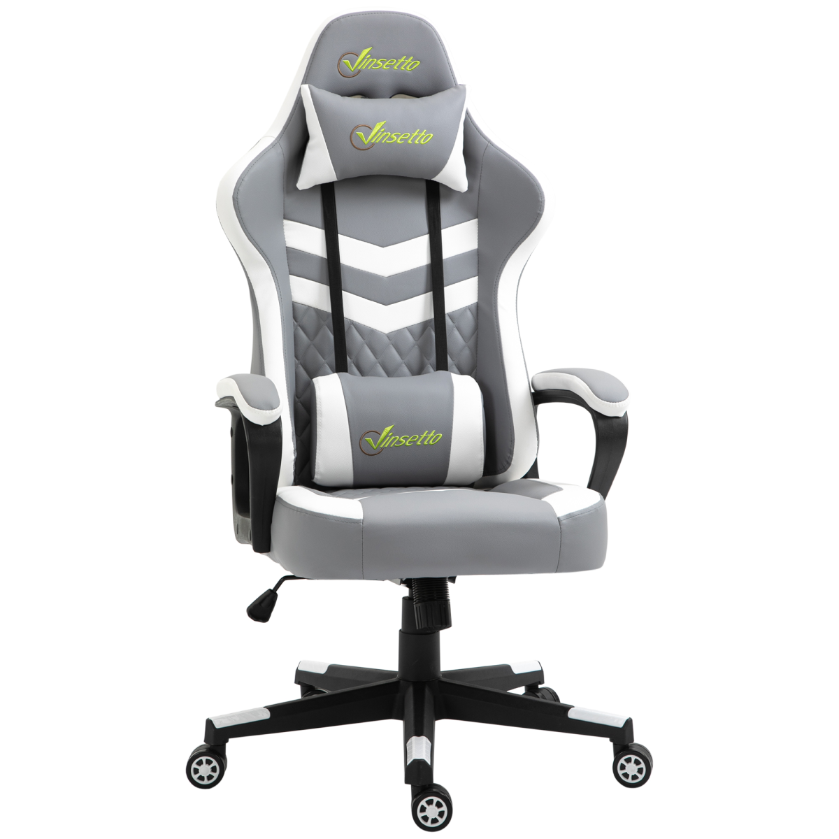 Grey and white racing gaming chair