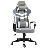 Grey and white racing gaming chair