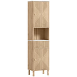 HOMCOM Slim Tall Bathroom Cabinet with Drawer and Adjustable Shelves – Scandinavian Style Storage, Wood-Effect