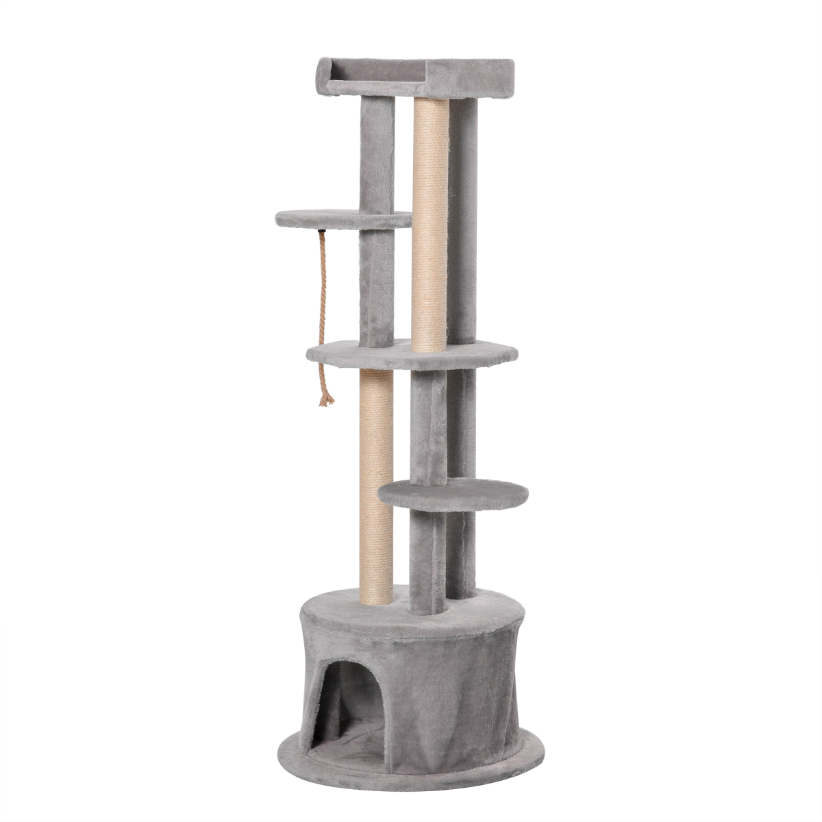 Pawhut Multi-level Cat Tree with Plush Perches, Condo and Jute Scratching Posts – Kitten Tower with Dangling Rope