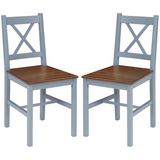 Grey pine cross back dining chairs