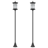 Outsunny Set of 2 Solar LED Outdoor Post Lights, IP44 Waterproof – Garden Pathway Lamps, Cool White, Black