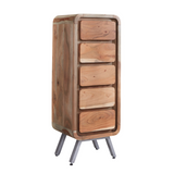 Aspen 5 Drawer Tall Chest – Solid Hardwood & Reclaimed Metal, Fully Assembled