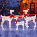 Lighted Christmas Reindeer Family – 3 Piece Outdoor Set with 200 White Lights & Ground Stakes