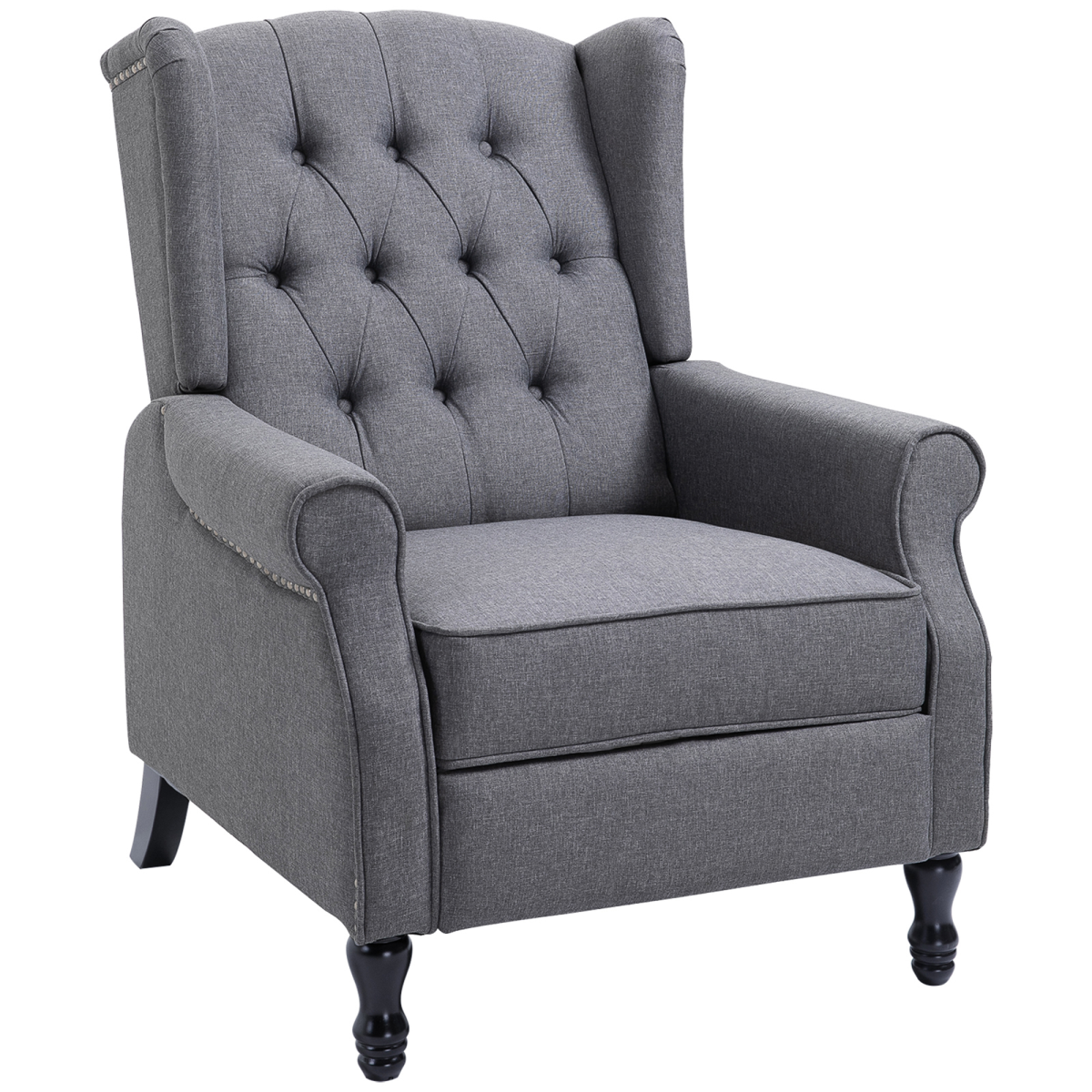 Light grey fabric recliner armchair