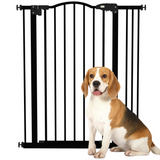 PawHut Adjustable Metal Pet Gate, 74–87cm, with Auto-Close Door & Double Lock – Dog Safety Barrier, Black