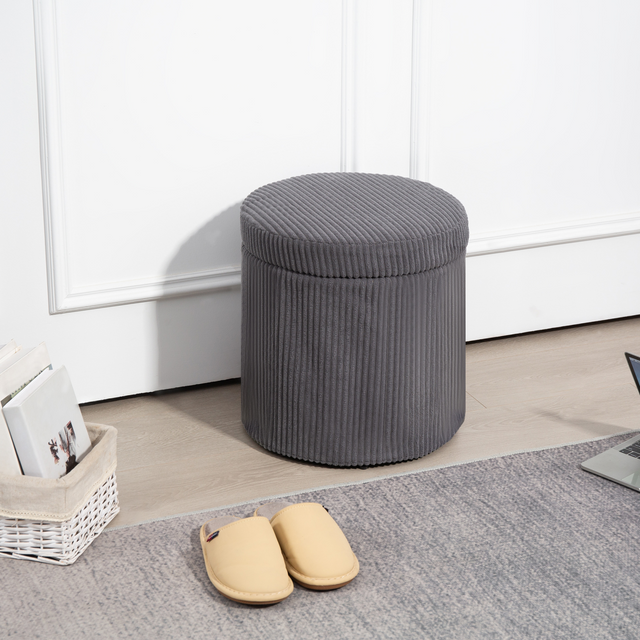 Corduroy storage ottoman footstool