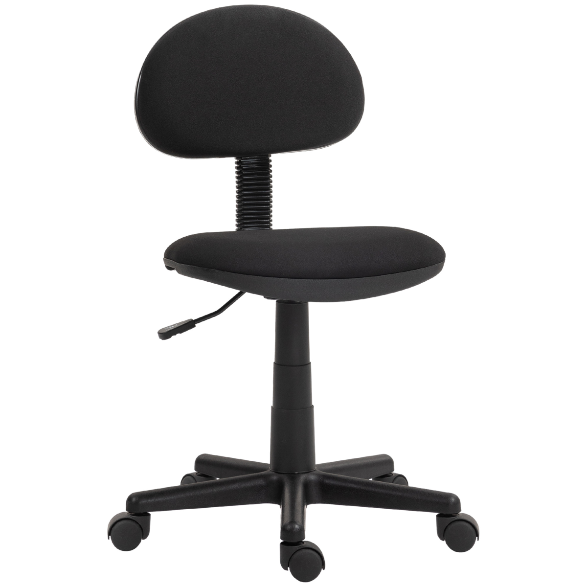 HOMCOM Armless Office Chair with Adjustable Height and 360° Swivel Wheels – Padded Desk Chair, Black