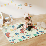 Foldable Baby Play Mat – Reversible Dinosaur Foam Crawling Mat, 196 x 176 cm