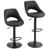 HOMCOM Set of 2 Faux Leather Bar Stools with Padded Seat and 360° Swivel – Adjustable Height, Black