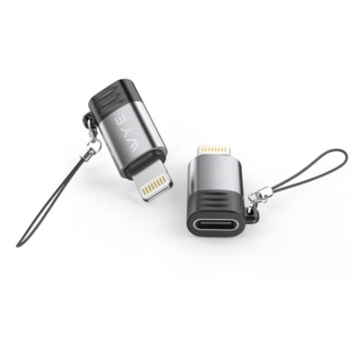 WYEFLOW 8-Pin to USB-C Mini Adaptor with Anti-Loss Lanyard – Data Transfer Converter, Silver