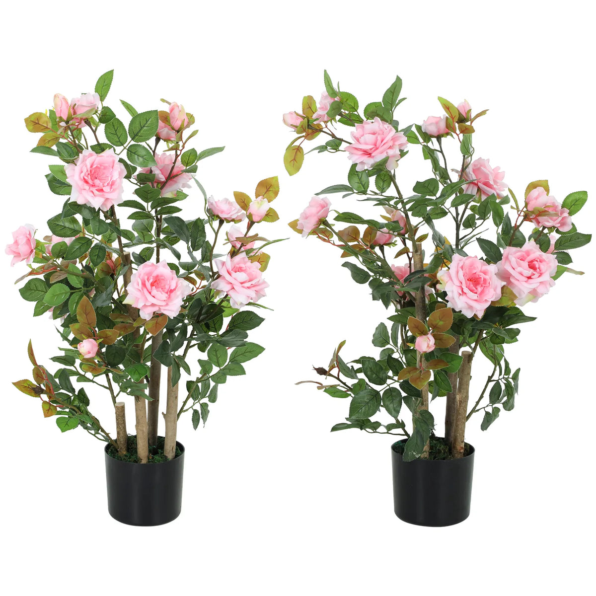 HOMCOM 90cm Artificial Rose Tree Set of 2