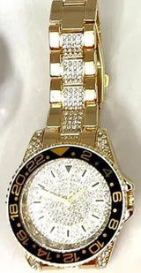 NY LONDON GENTS BLING WATCH PI-7672 GOLD.BLACK