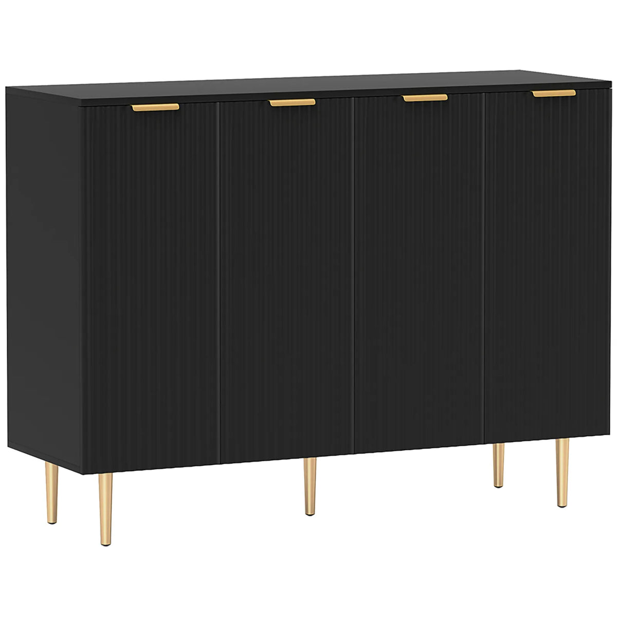 HOMCOM Modern Sideboard Buffet Cabinet with Adjustable Shelves & Metal Legs – Kitchen Storage Cupboard, Black