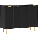 HOMCOM Modern Sideboard Buffet Cabinet with Adjustable Shelves & Metal Legs – Kitchen Storage Cupboard, Black