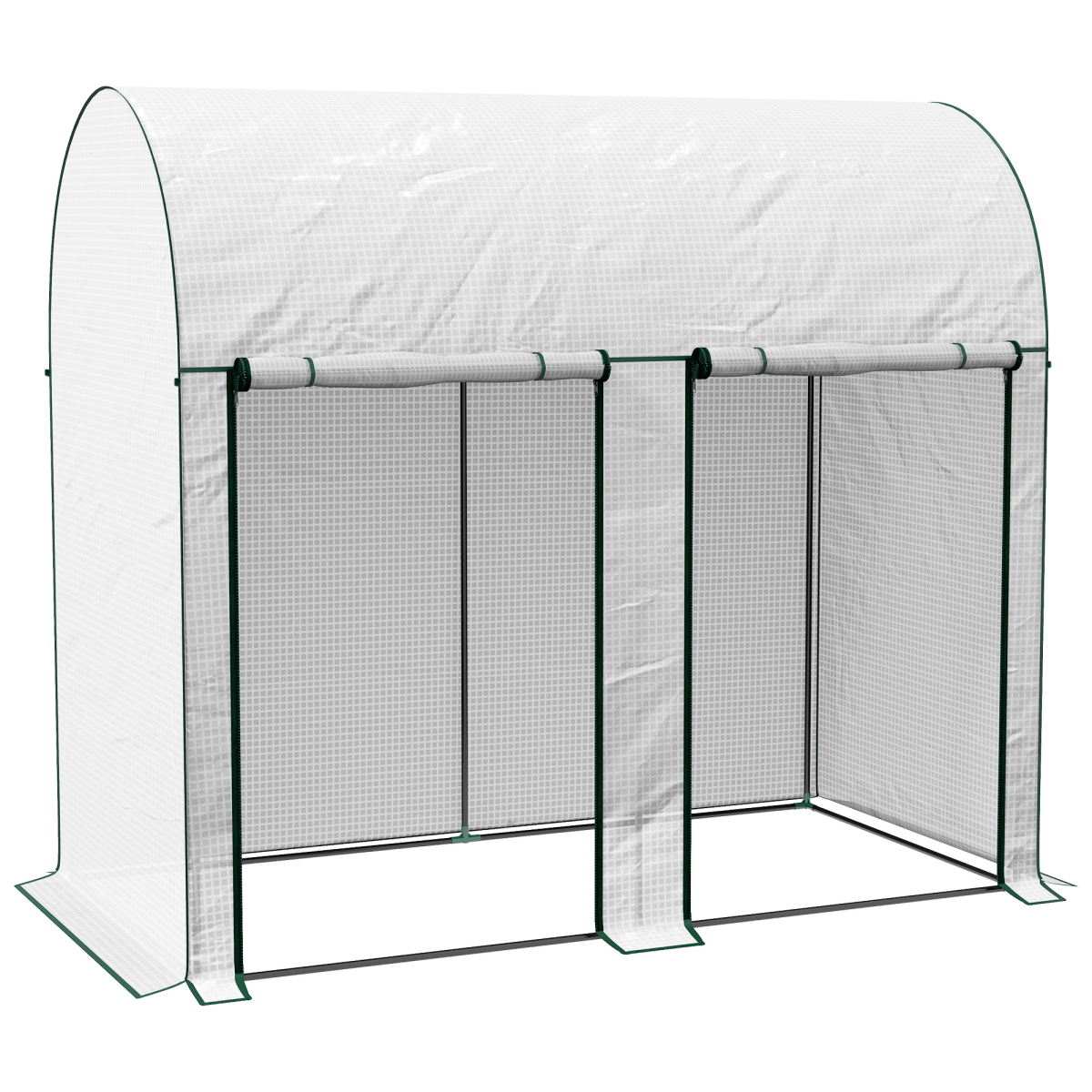 Outsunny Small Tomato Greenhouse, 200 x 100 x 178cm, with Roll-up Zipped Doors – Walk-in Plant Cover, White