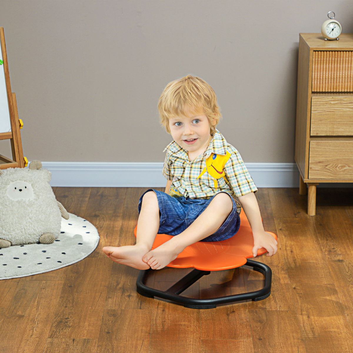 Kids Sensory Spinning Chair with Non-Slip Base – Swivel Seat for Balance & Coordination, Ages 3–6, Orange